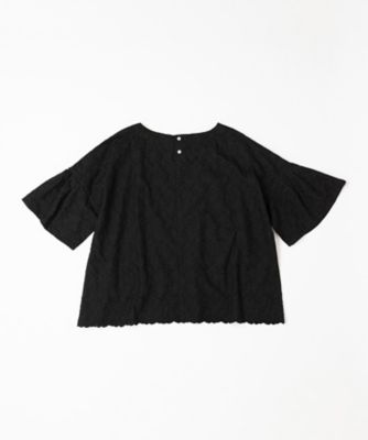 レイラブラウス　刺繍素材のドレープスリーブトップ　１３１２８５２ー１０