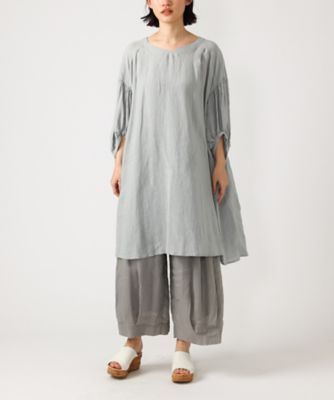 ＜BASCO (Women/大きいサイズ)＞リトチュニ　リネンのギャザースリーブチュニック