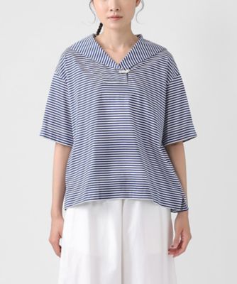 ＜BASCO (Women/大きいサイズ)＞セラトップ・半袖　スーピマコットンのセーラーカラートップ　１３１３９６２ー７