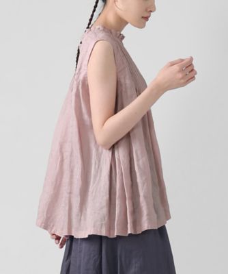 BASCO バスコ　サキトップ 麻ボイルのピンタックスリーブレストップス サキトップ 麻ボイルのピンタックスリーブレストップス 1314762
