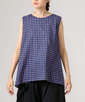 BASCO (Women/大きいサイズ)/バスコ バレリートップ ギンガムチェックのスリーブレストップ 1314952ー3