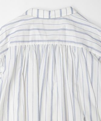 ロゼル　ストライプコットンのＶ開きブラウス　１３１６３５２ー１０