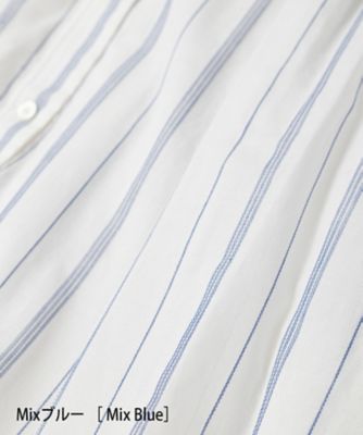 ロゼル　ストライプコットンのＶ開きブラウス　１３１６３５２ー１０