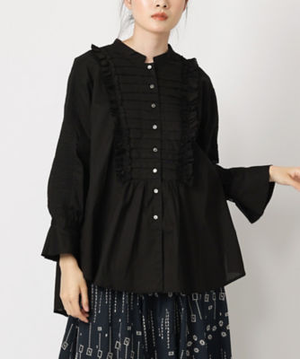 ＜BASCO (Women/大きいサイズ)＞キャデラブラウス　タックとフリルの綿ボイルブラウス