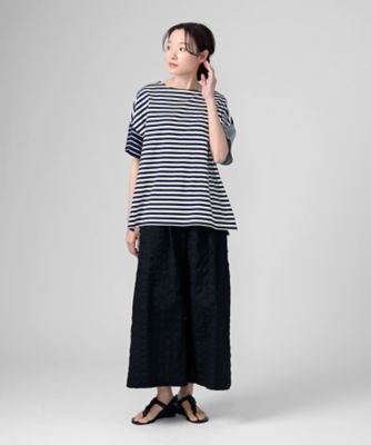 クルトップ・Ｅ　ボーダー配色のオーバーサイズトップス　１３１７９５２ー７