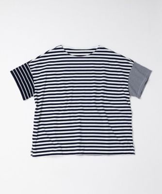 クルトップ・Ｅ　ボーダー配色のオーバーサイズトップス　１３１７９５２ー７
