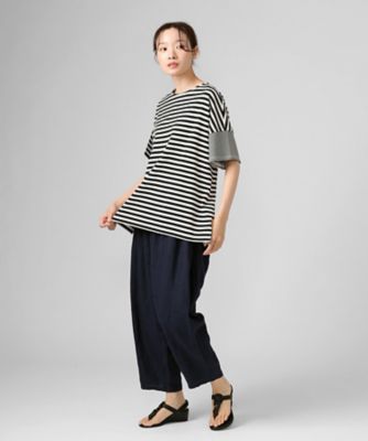 クルトップ・Ｅ　ボーダー配色のオーバーサイズトップス　１３１７９５２ー７