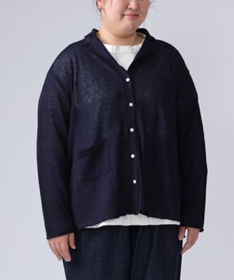 ＜BASCO (Women/大きいサイズ)＞セナジャケット・４【プラスサイズ】リネンニットのテーラードカーデ　１３１９１５２－１０