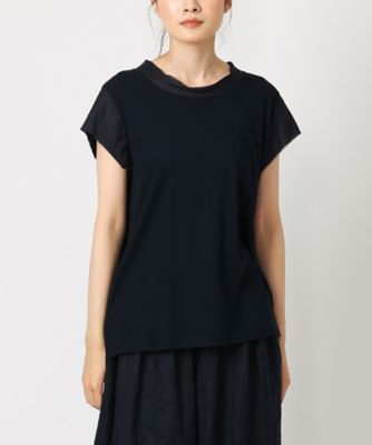 ＜BASCO (Women/大きいサイズ)＞ピアリートップ・Ｃ　カットソー×布帛のデザイントップス