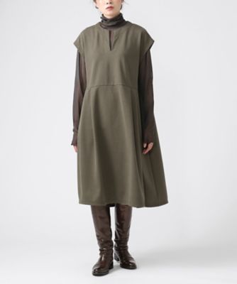 ＜BASCO (Women/大きいサイズ)＞ジネット　ストレッチポンチ素材の切り替えタックチュニック　１３２２６５３ー７