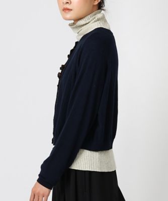 ララカーデ 配色フリルのカシミヤ混カーディガン 1324143ー10
