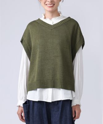24ss【BASCO】和紙糸2WAYクロップドニットベスト　日本製 パスカルトップ コットン2WAYニットベスト 1325853