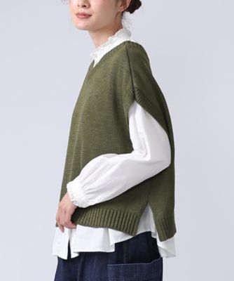 24ss【BASCO】和紙糸2WAYクロップドニットベスト　日本製 パスカルトップ コットン2WAYニットベスト 1325853