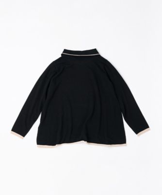 ella selectshop プルオーバー　スカラップニット襟付き　ブラック エノートップ 襟付きAラインニットプルオーバー 1326053ー10