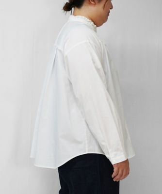 アストブラウス・B4 綿ブロード素材のフリル襟ブラウス プラスサイズ