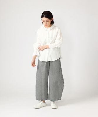ライパンツ・ヒッコリー　コクーンシルエットのロングパンツ