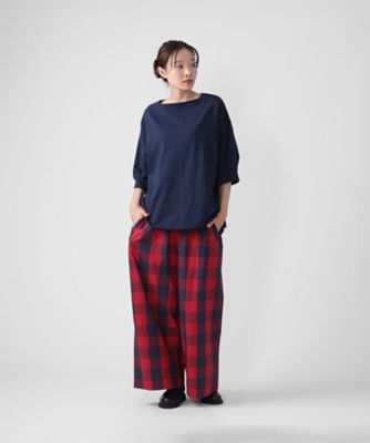 キャロルパンツ ブロックチェックのワイドパンツ 1408461ー57