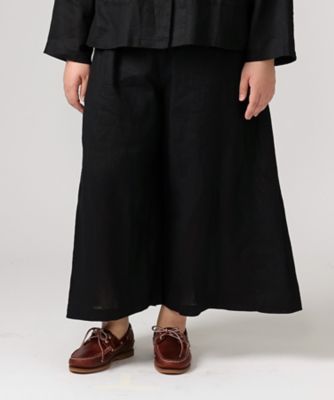 BASCO (Women/大きいサイズ)/バスコ アレッサパンツ　麻素材のボックスタックワイドパンツ　プラスサイズ　１４１１６５１ー１０