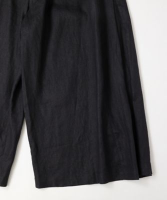 アレッサパンツ　麻素材のボックスタックワイドパンツ　プラスサイズ　１４１１６５１ー１０