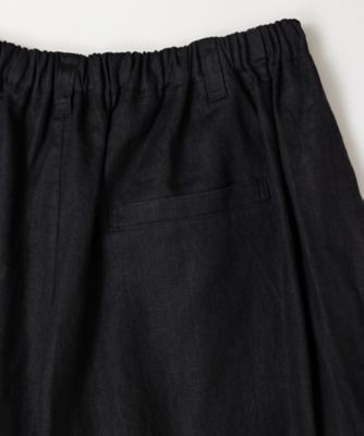 アレッサパンツ　麻素材のボックスタックワイドパンツ　プラスサイズ　１４１１６５１ー１０