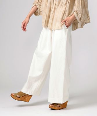 ベルパンツ・D 10オンスホワイトデニムのワイドパンツ