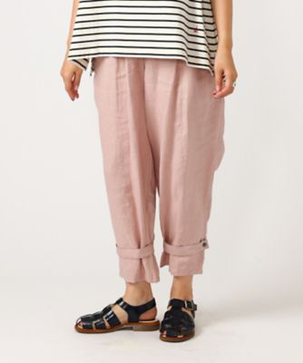＜BASCO (Women/大きいサイズ)＞ペルラパンツ　裾ベルトのついたリネンパンツ