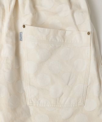 マオパンツ柄・R ホワイトドット柄ジャカードデニムのビッグポケット