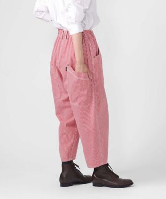 ＜BASCO (Women/大きいサイズ)＞マオパンツ赤ヒッコリー　後ろビッグポケットパンツ　１４５１４６１ー４