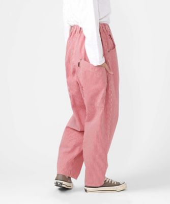 ＜BASCO (Women/大きいサイズ)＞マオパンツロング　赤ヒッコリー　後ろビッグポケットパンツ　１４５１５６１ー４