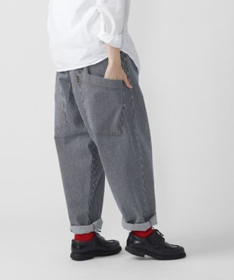 マオパンツロングヒッコリー ロング丈の後ろビッグポケットパンツ
