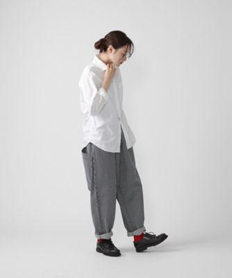 マオパンツロングヒッコリー ロング丈の後ろビッグポケットパンツ