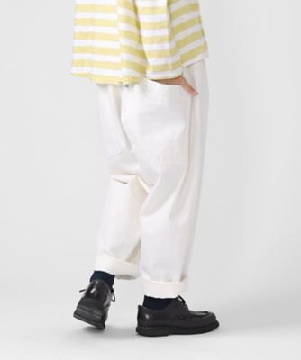 ＜BASCO (Women/大きいサイズ)＞マオパンツロングホワイト　ロング丈／ホワイトデニムバックポケットパンツ　１４５７３６１ー４