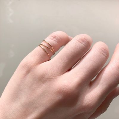 レリーフ ピンキーリング 18金 インディアンジュエリー