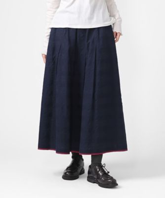 ＜BASCO (Women/大きいサイズ)＞カッサスカート・ネイビー　オリジナルコットンのタックスカート　１５０４５６１ー５４