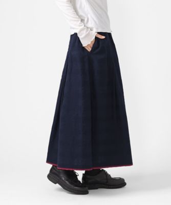 カッサスカート・ネイビー オリジナルコットンのタックスカート
