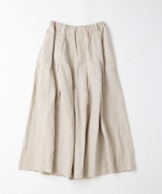 カッサスカート・16 リネン素材のタックスカート／ネイビーとサンド  