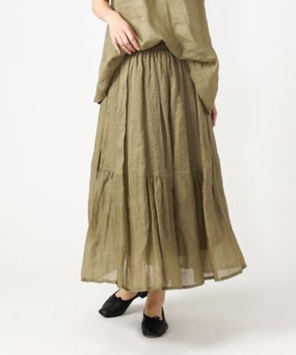 ＜BASCO (Women/大きいサイズ)＞リオスカート　ピンタック×ギャザーの麻ボイルスカート