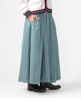 サキスカート・U 8オンスデニム ブリーチオーバーダイのフレア