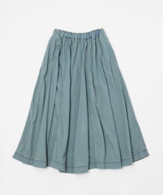 サキスカート・U 8オンスデニム ブリーチオーバーダイのフレア