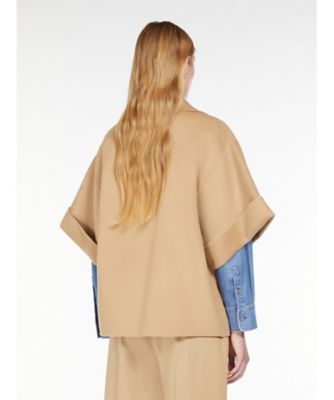 美品ウィークエンドマックスマーラグレー ウール ポンチョコート Max Mara MAX MARA マックスマーラ ケープ FRINE フリンジ