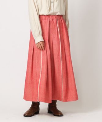 ＜BASCO (Women/大きいサイズ)＞アゼルスカート・プラム　コットンツイルのタックスカート　１５２８１４３ー５４