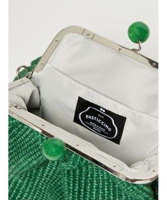 DT★Max Mara★candido パールエフェクトリジッドクラッチ ラフィア エフェクト スモール パスティチーノ バッグ