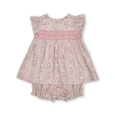 ＜Tartine et Chocolat (Baby&Kids) ＞リバティ（Ｋａｔｉｅ＆Ｍｉｌｌｉｅ）スモッキング刺しゅう　ブルマ付きワンピース