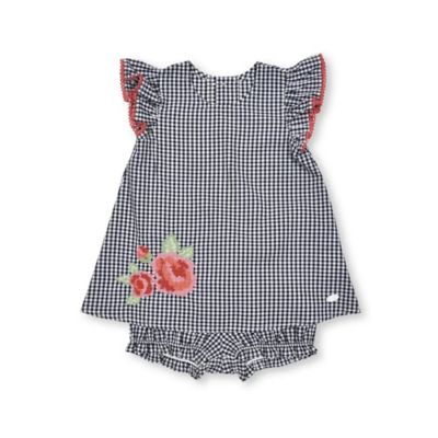 ＜Tartine et Chocolat (Baby&Kids) ＞お花刺しゅうギンガムチェック刺しゅう　ブルマ付ワンピース