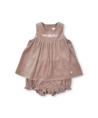 ＜Tartine et Chocolat (Baby&Kids) ＞お花刺しゅうベロアブルマ付ワンピース　１７０２－６６０２４