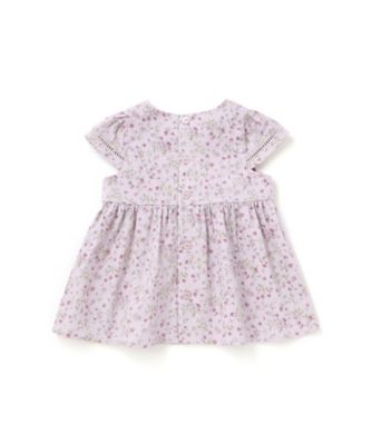 すみれとテディベア柄ワンピース すみれ花プリント はしごレースブルマ  