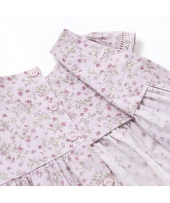 すみれ花プリント はしごレースブルマ付きワンピース ベビー 1702