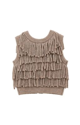 W FACE FRINGE KNIT VEST | CLANE (Women