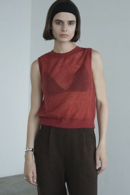 ＜CLANE (Women)＞Ｗ　ＦＡＣＥ　ＳＨＥＥＲ　ＲＩＢＢＯＮ　ＫＮＩＴ　ＴＯＰＳ