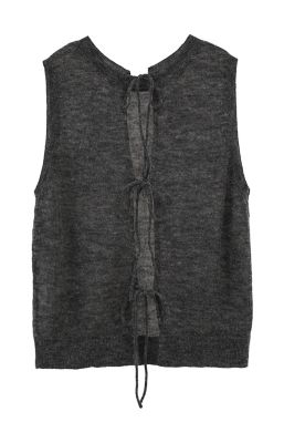 Ｗ　ＦＡＣＥ　ＳＨＥＥＲ　ＲＩＢＢＯＮ　ＫＮＩＴ　ＴＯＰＳ